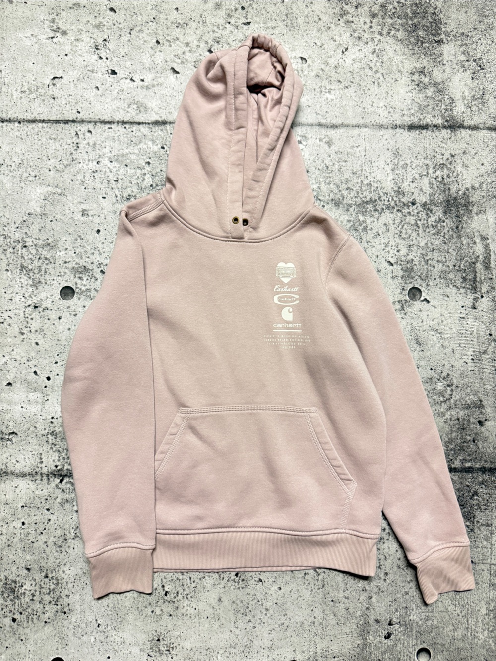 Carhartt WIP Women’s Pale Pink Logo Hoodie Sweatshirt
